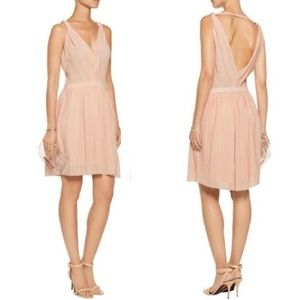maje frasera pink pleated v-neck mini dress new nwt